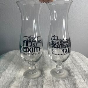MAXIM Vintage Comedy Cabaret 1991 Tall Drinking Glasses Set of 2 '90s Vegas